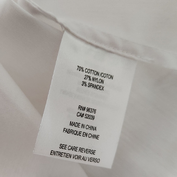 Samuel Dong Pleated Ruffle Button Up White Dressy Shirt Size Medium Women's - Picture 11 of 11